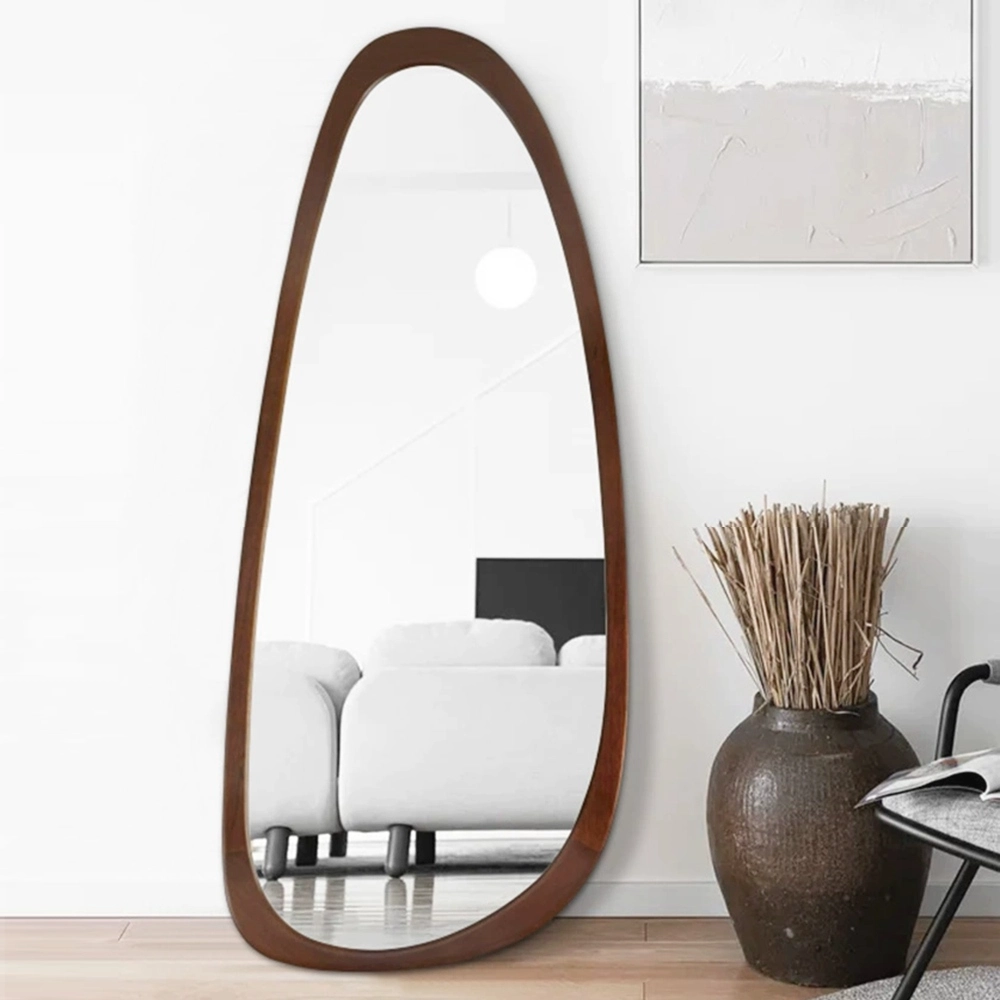 Irregular Decorative Wood Floor Mirror