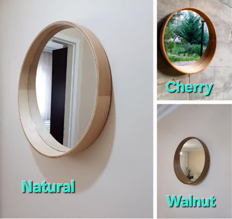Handmade Wooden Round Wall Mirror