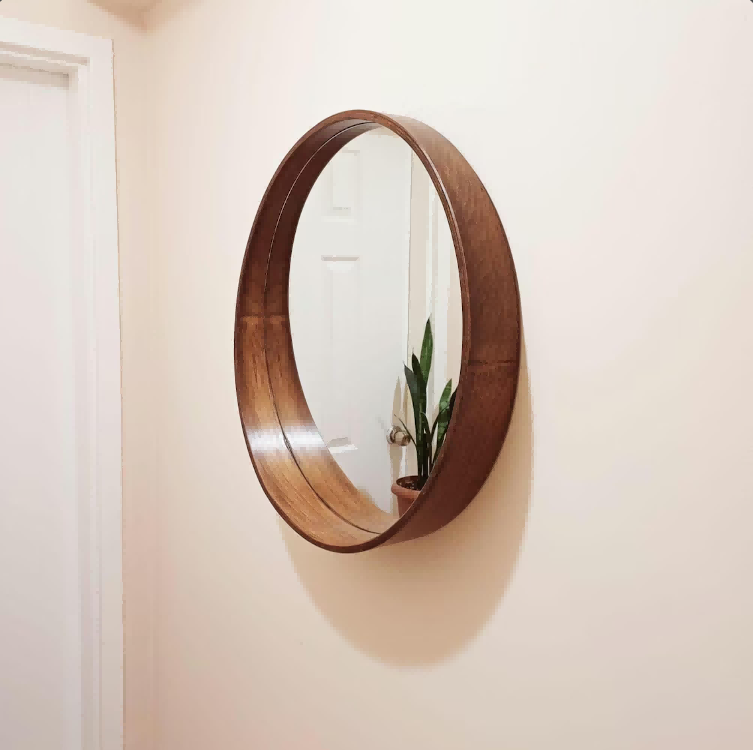 Handmade Wooden Round Wall Mirror