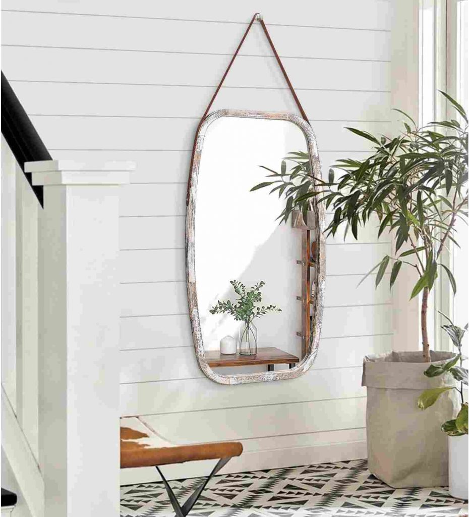 Large Hanging Rustic Wall Mirror 30×17 Decorative Wood Mirror