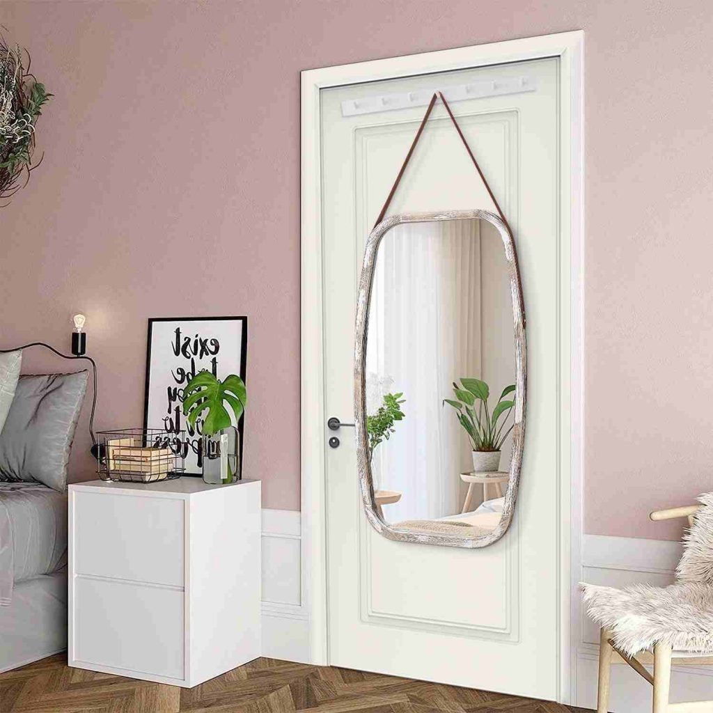 Large Hanging Rustic Wall Mirror 30×17 Decorative Wood Mirror