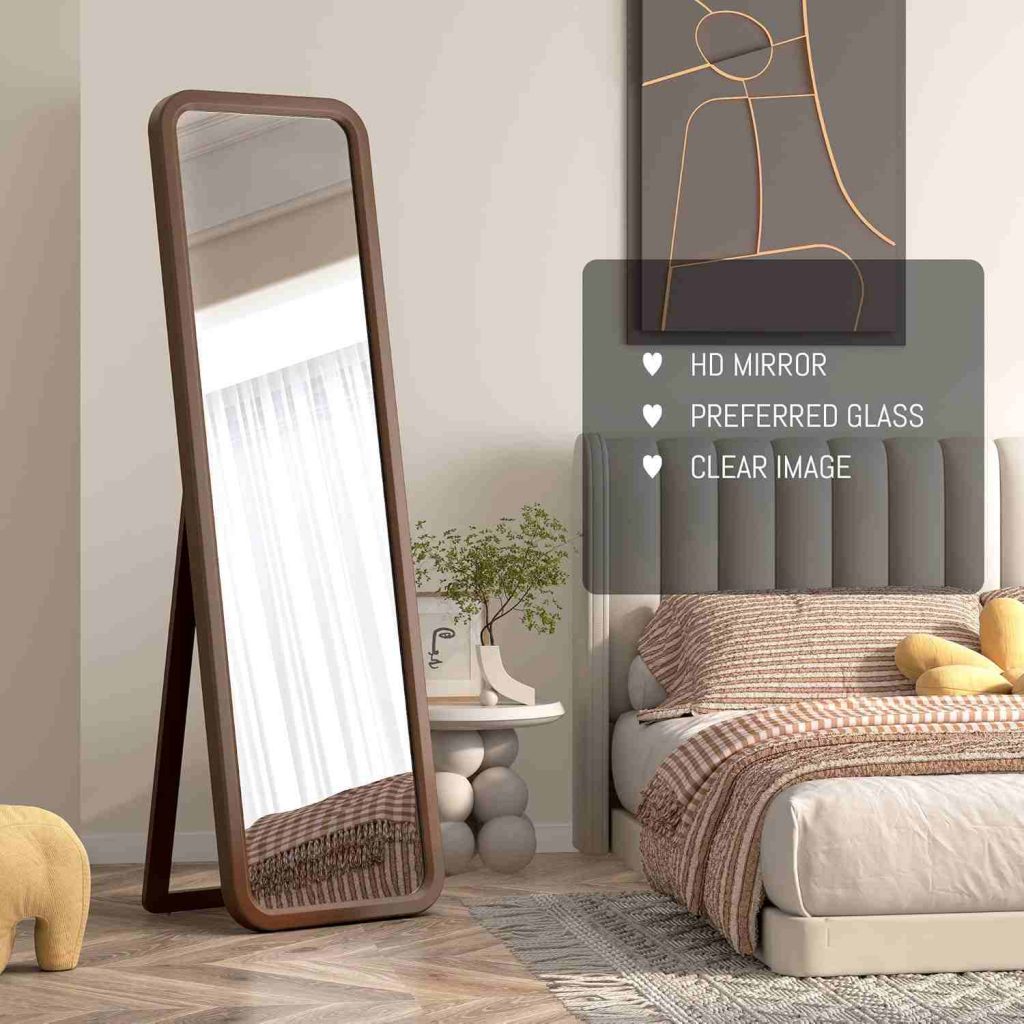 Rounded Corner Large Dressing Wood Full Length Mirror