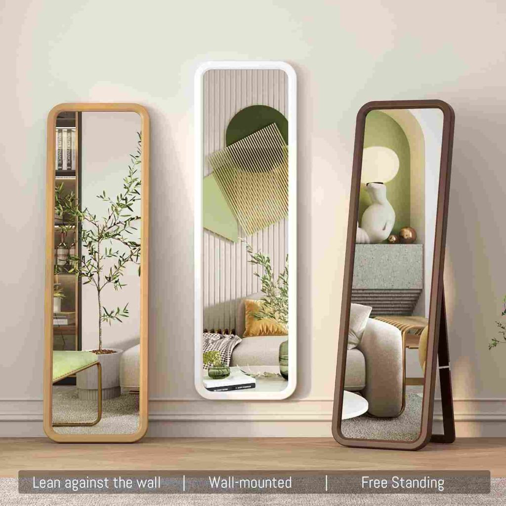 Rounded Corner Large Dressing Wood Full Length Mirror