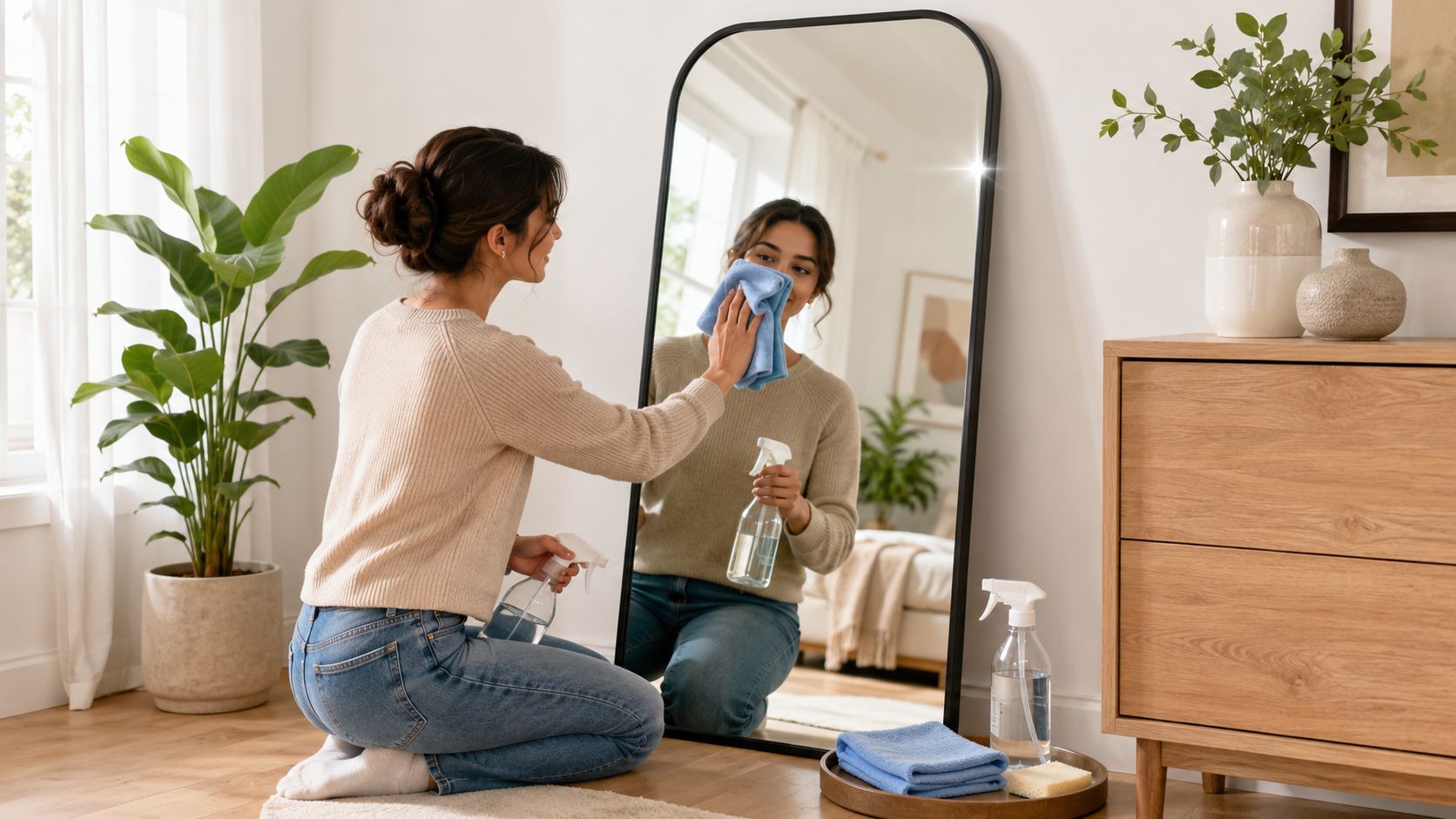How to Clean and Maintain a Full Length Mirror Without Streaks