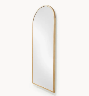 Arched wood wall mirror used as a reference for custom mirror collection development