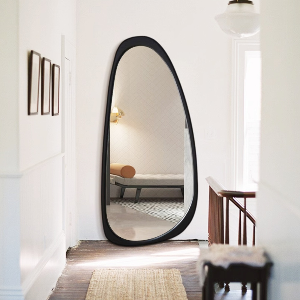 Irregular wall mirror showing glass edge processing for custom mirror development