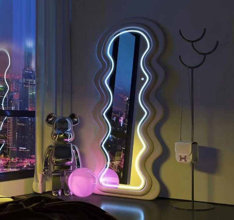 Wavy Fabric Free Standing Led Mirror