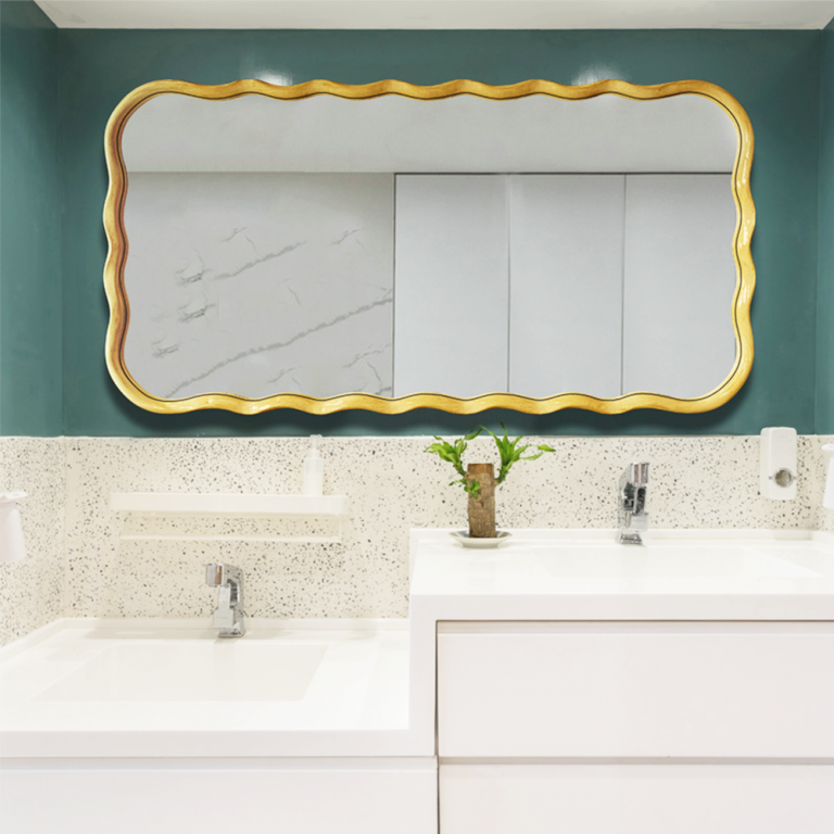 Metal Wave Gold Vanity Mirror