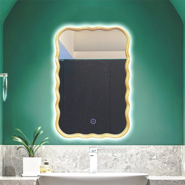 Metal Wave Gold Vanity Mirror