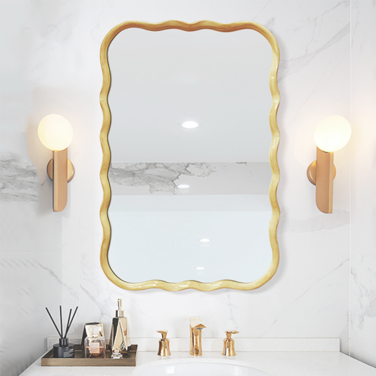 Metal Wave Gold Vanity Mirror