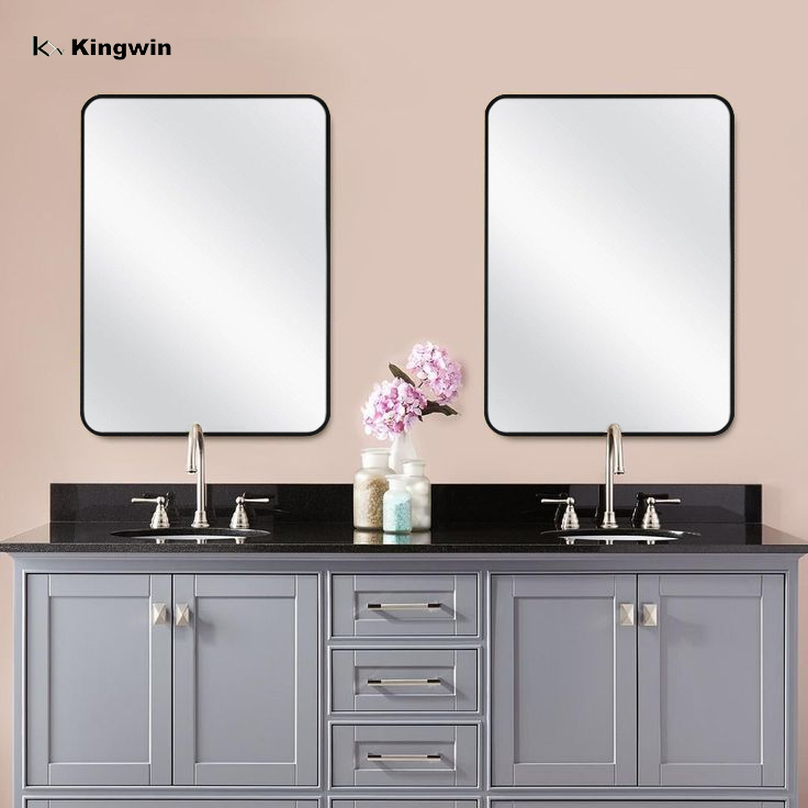 Metal Frame Black Square Bathroom Mirror