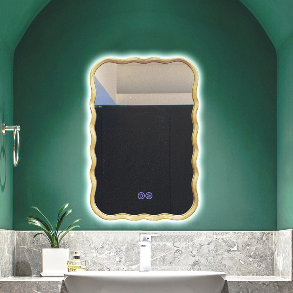 Metal Wave Gold Vanity Mirror