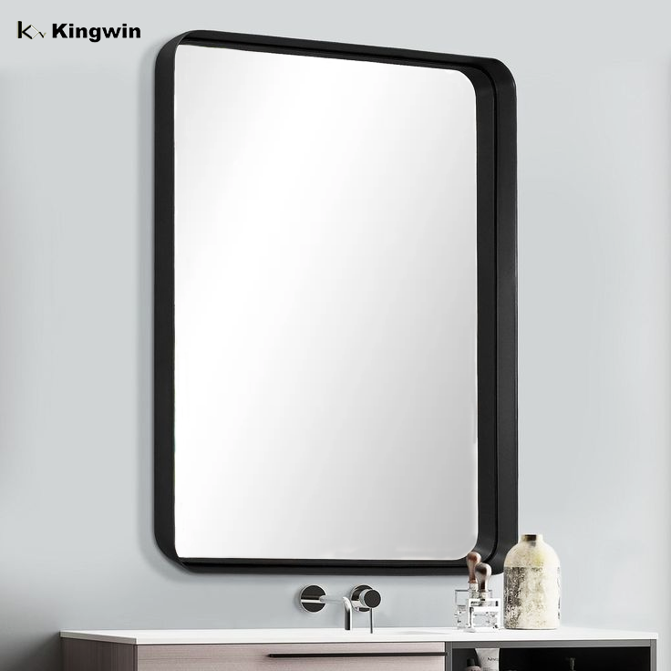 Metal Frame Black Square Bathroom Mirror