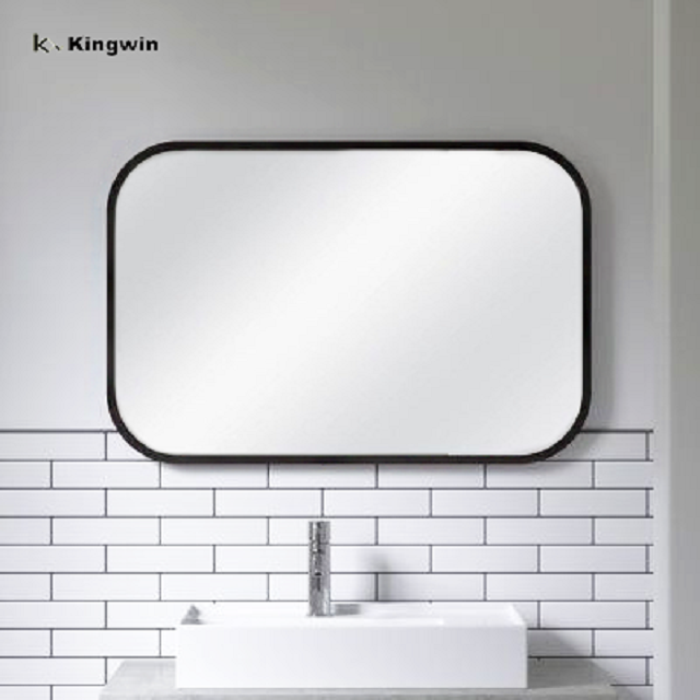 Metal Frame Black Square Bathroom Mirror