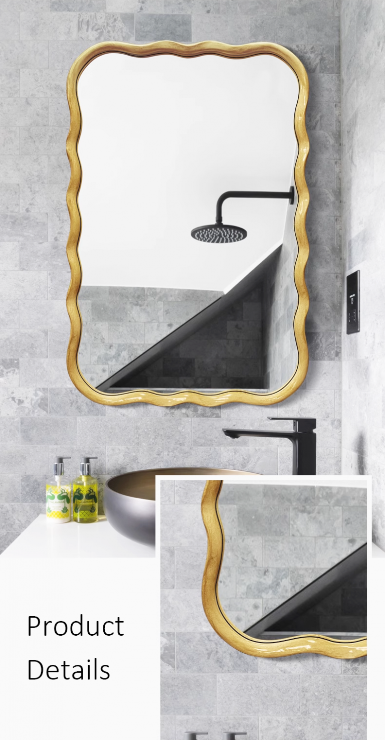 Metal Wave Gold Vanity Mirror