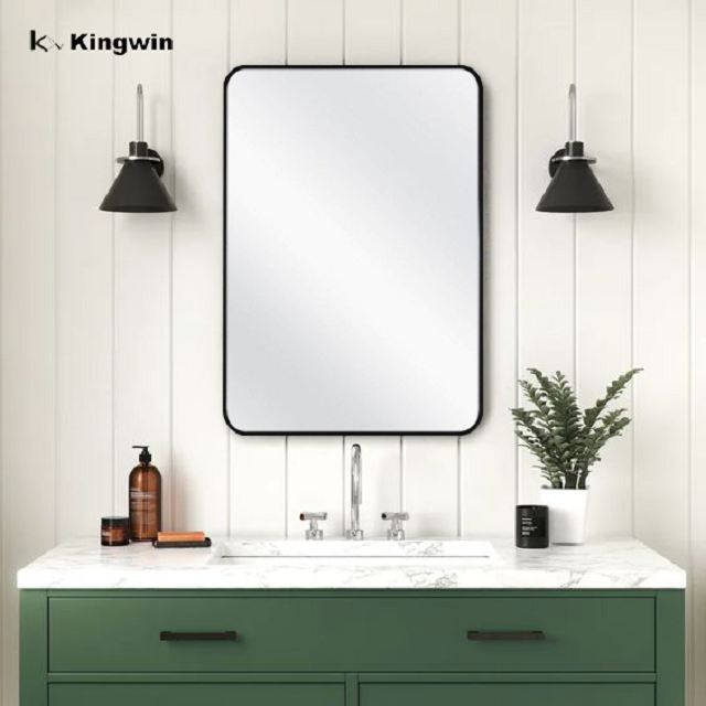Metal Frame Black Square Bathroom Mirror