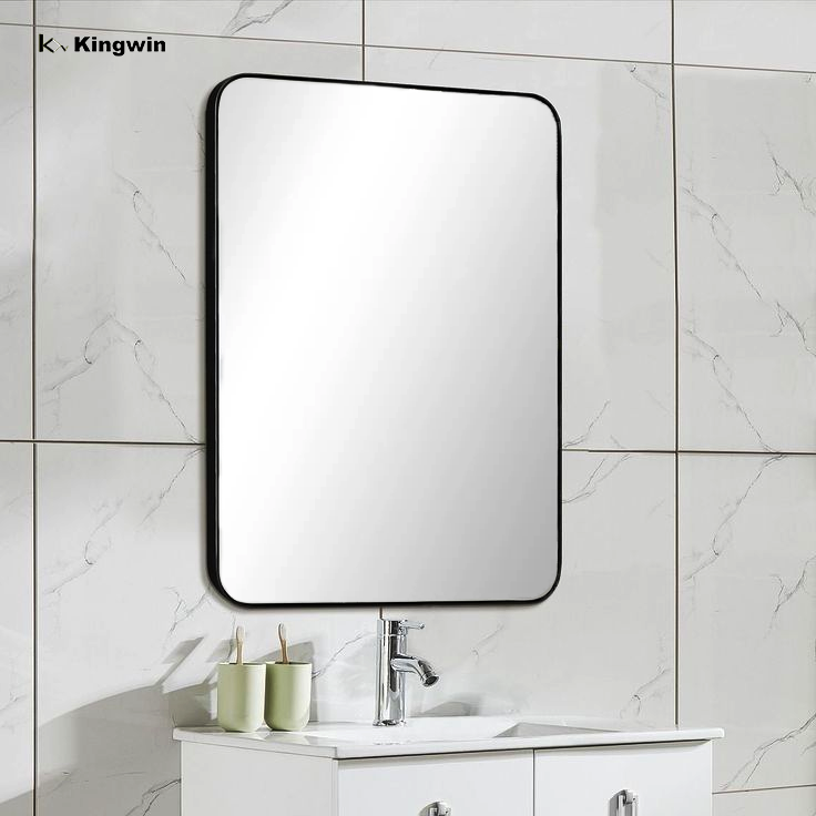 Metal Frame Black Square Bathroom Mirror
