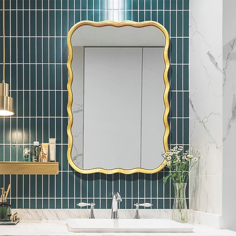 Metal Wave Gold Vanity Mirror