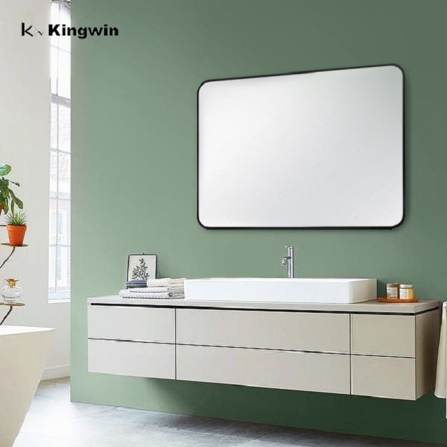 Metal Frame Black Square Bathroom Mirror