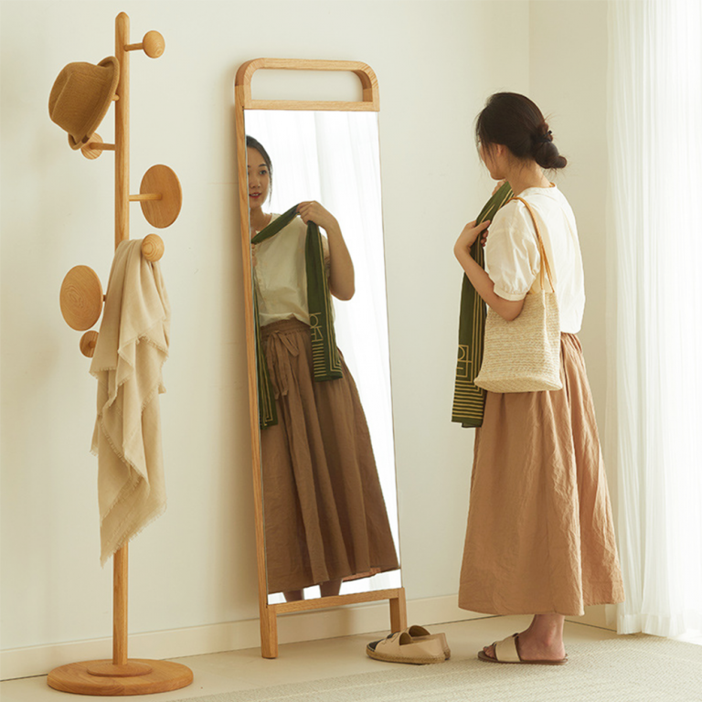 Kingwin Floor Mirror Minimalist Wood Standing Mirror