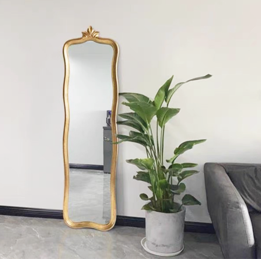 Oversized Vintage Gold Ornate Floor Mirror Baroque Decor