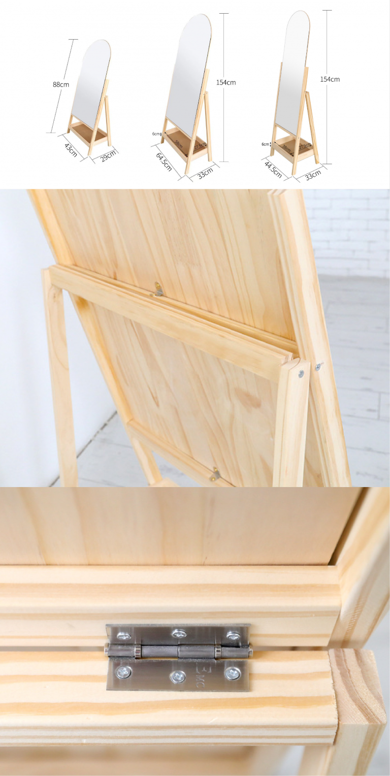 Arched Wood Easel Standing Floor Mirror