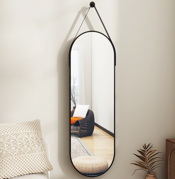 Full Length with Hanging Leather Strap Bathroom Mirror