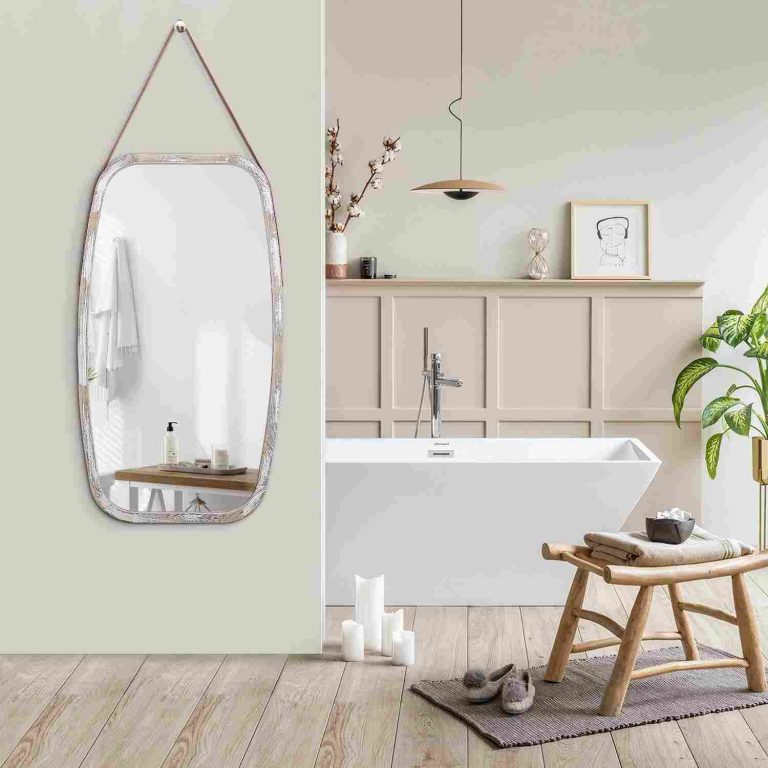 Large Hanging Rustic Wall Mirror 30x17 Decorative Wood Mirror)