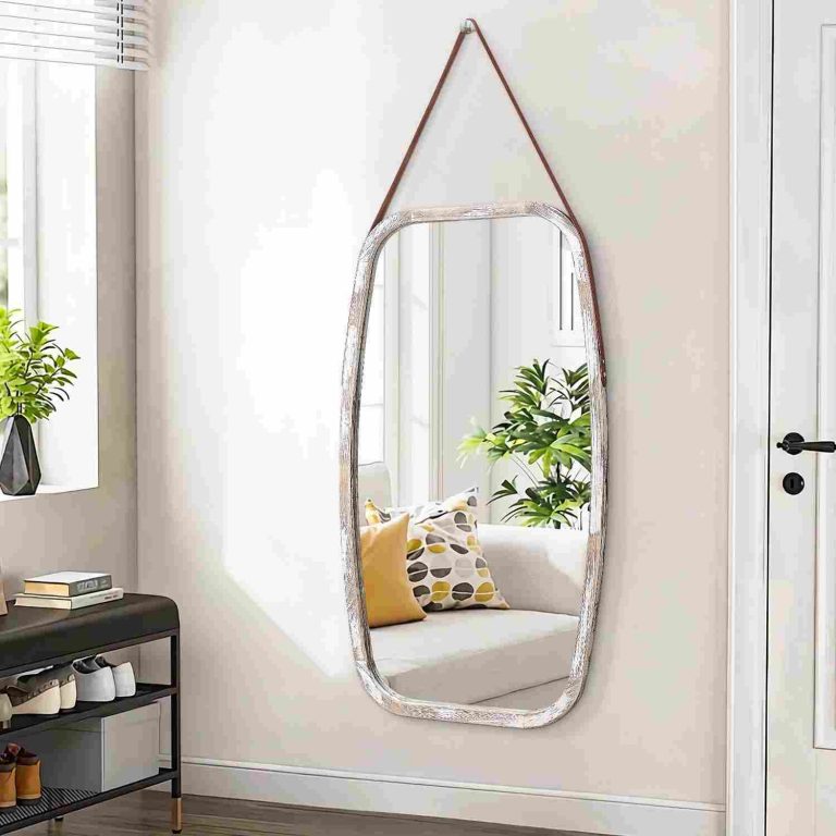 Large Hanging Rustic Wall Mirror 30x17 Decorative Wood Mirror
