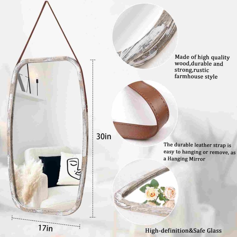 Large Hanging Rustic Wall Mirror 30x17 Decorative Wood Mirror