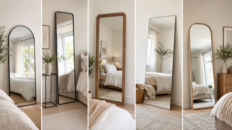 15 Small Bedroom Floor Mirror Ideas That Make a Room Look Bigger