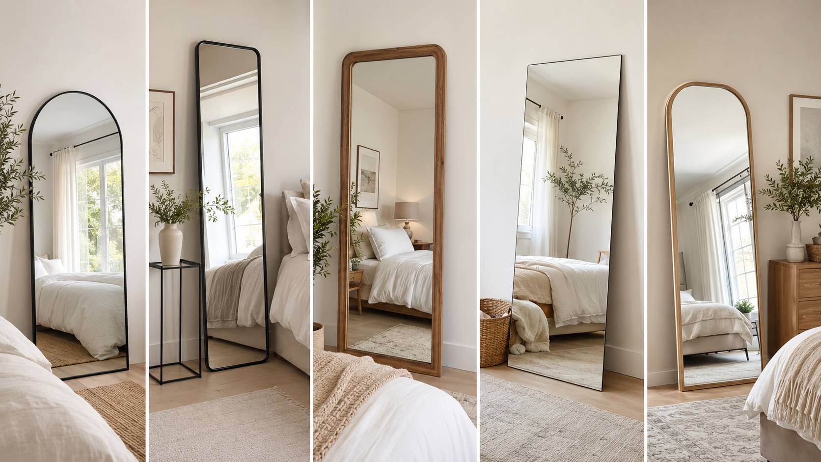 15 Small Bedroom Floor Mirror Ideas That Make a Room Look Bigger